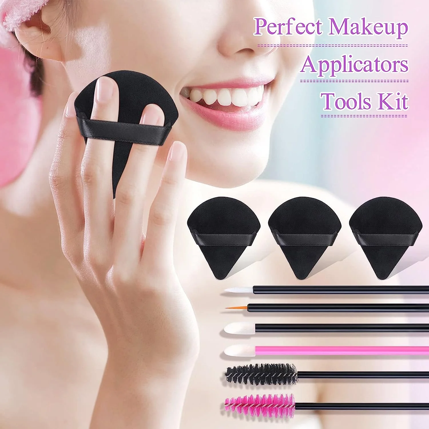 248  pcs disposable makeup tool suits, with triangular makeup puff, mascara stick, lip brush, eyeliner brushing makeup set