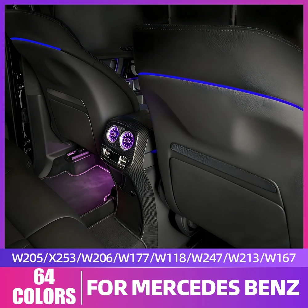 

64-цветные светодиодные атмосферные фонари на спинку сиденья для Mercedes Benz W205 X253 W206 W177 W213 W247 для автомобильного декоративного освещения