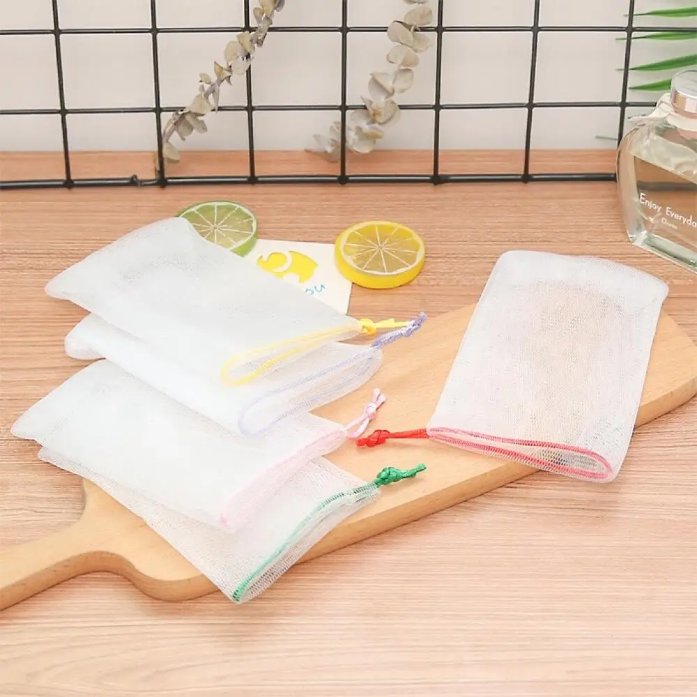5PCS Random Color Soap Mesh Bag Bubble Net Soft Quick Lather Soap Saver Pouch for Facial Cleansing Bath Soap Storage Portable
