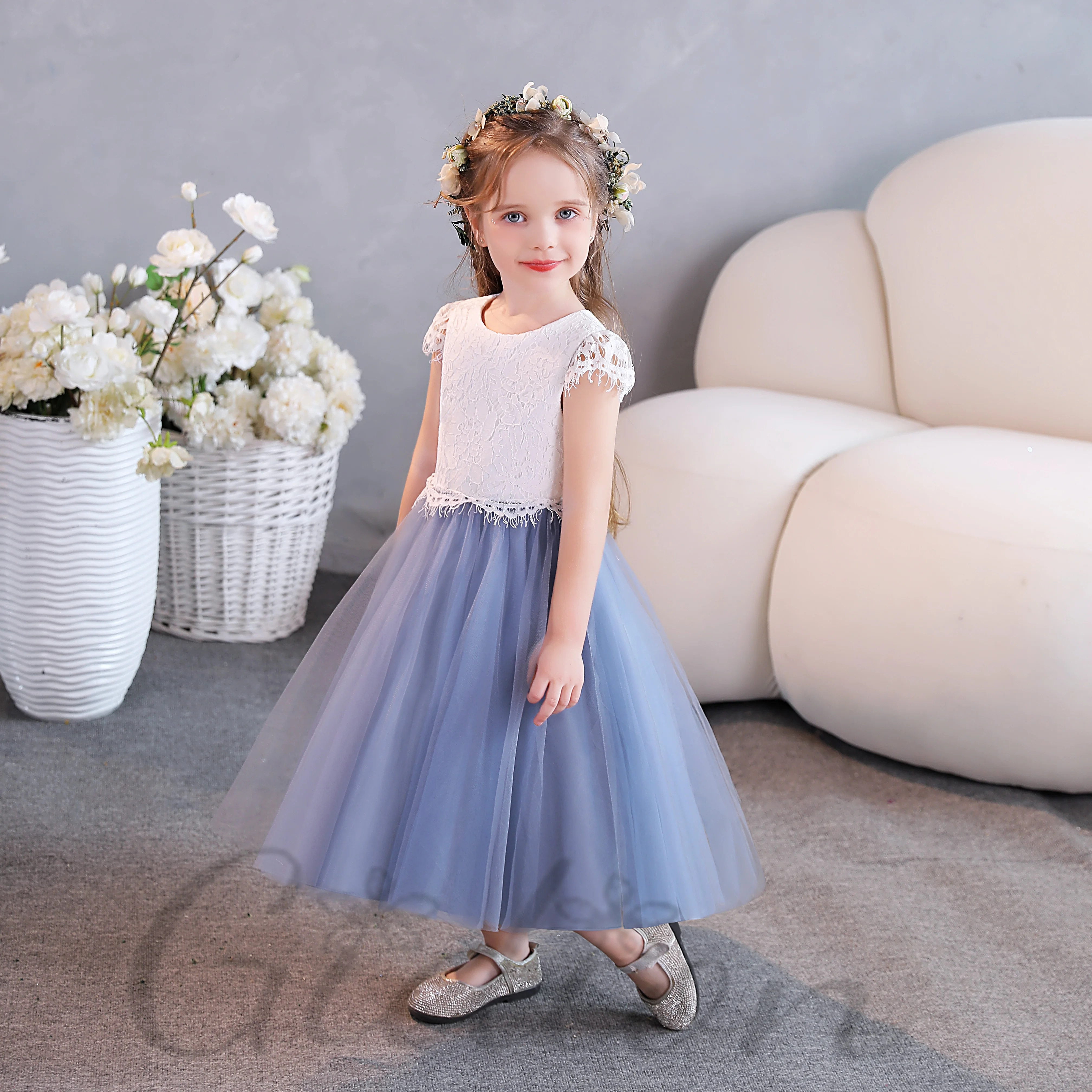 Lace/Tulle Prnicess Flower Girl Dress For Kids Wedding Ceremony Graduation Prom Night Event Party Banqut Pageant Show Gift Ball