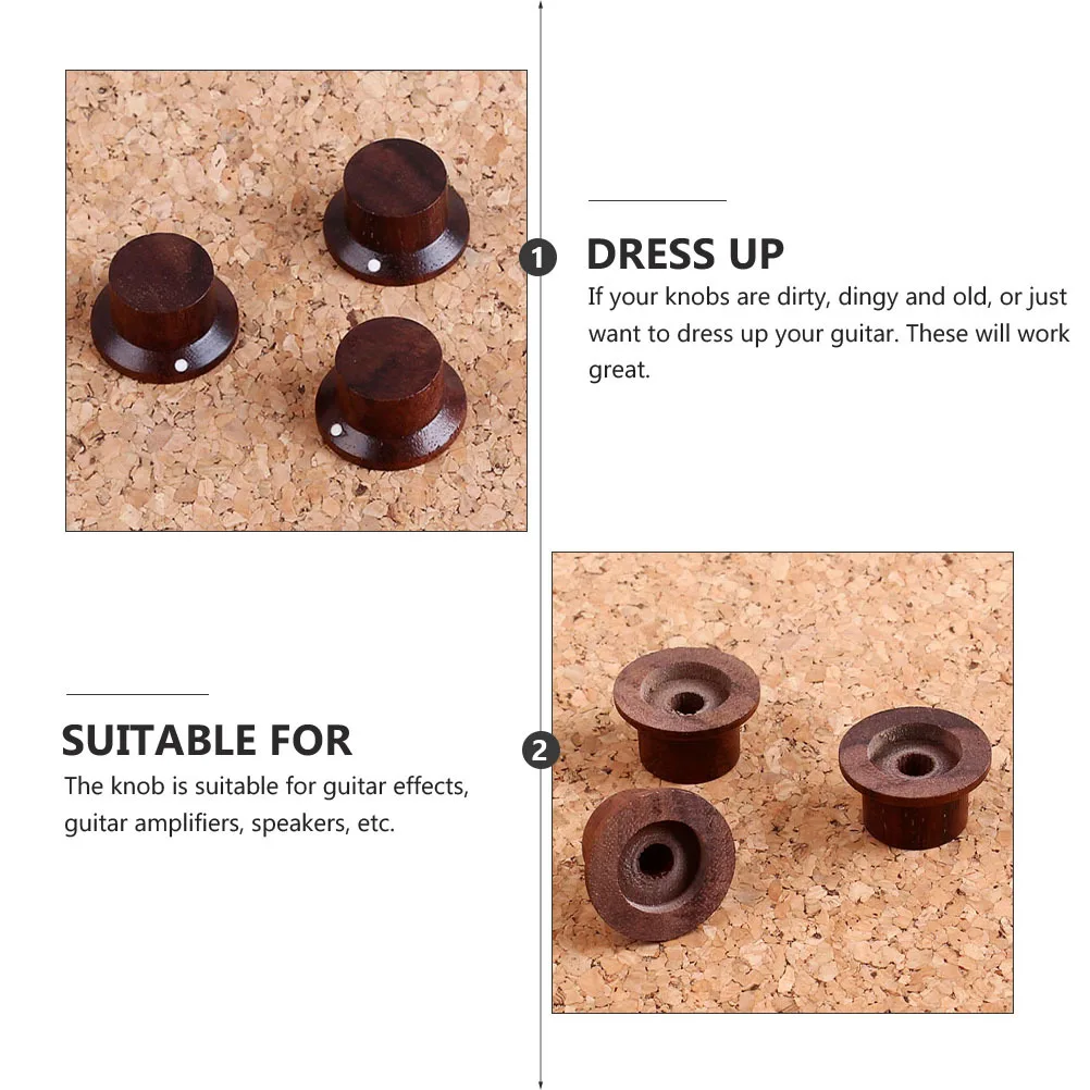 

3 pcs Guitar Knobs Rose Wood Electric Control Knob For Effect Pedal Amplifier Instrument Accessories Acoustic Bass