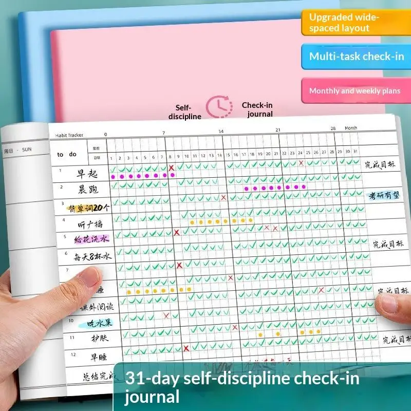 Self Discipline Check In Notebook 30 Day Task Plan Notepad Time Management Planner Diary School Stationery