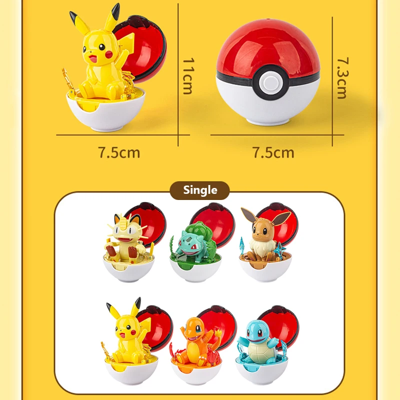 Pokemon Pikachu Cubone Piplup Mimikyu Transformation Pokeball Scalable Anime Figure Doll Model Kids Christmas Toy Birthday Gifts
