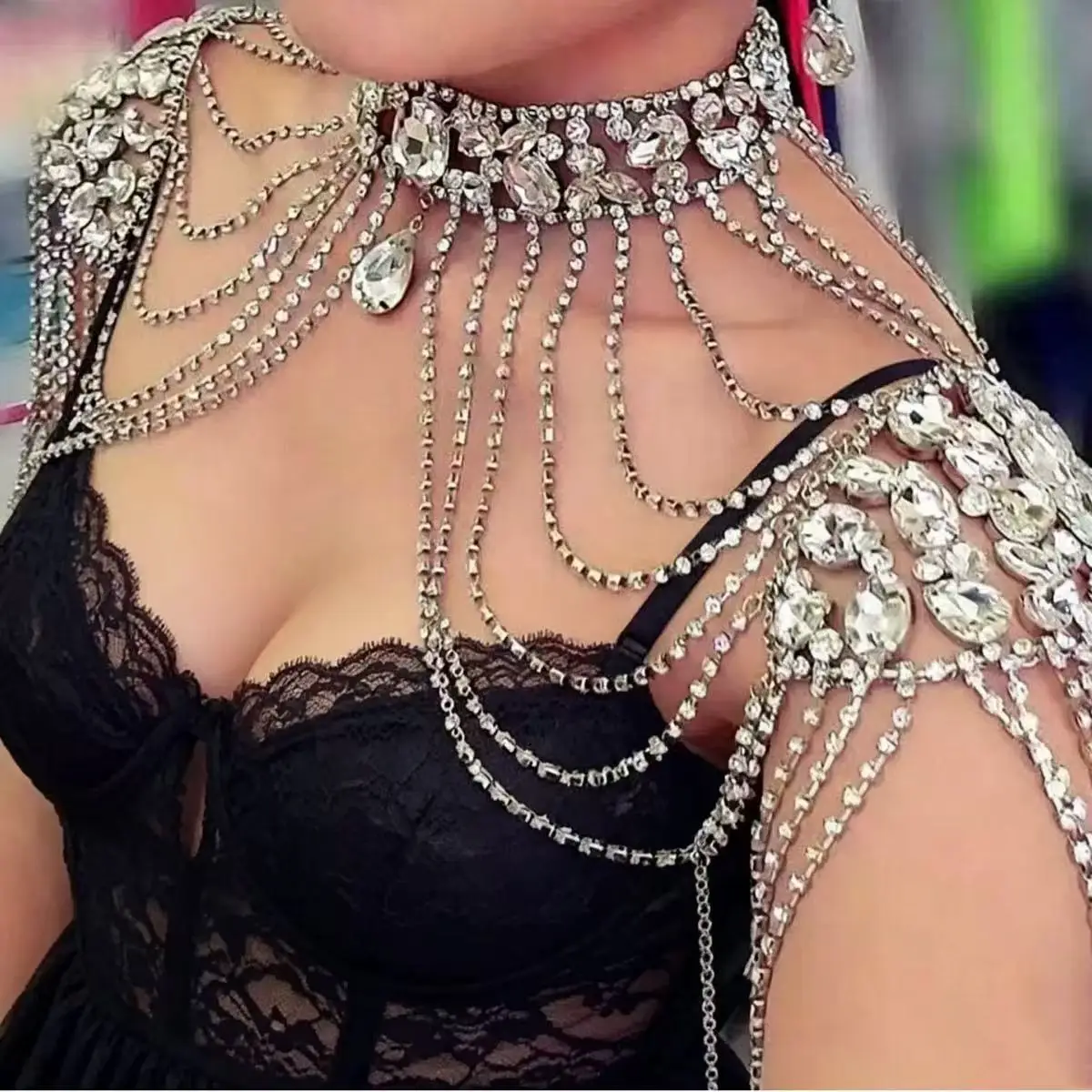 European and American crystal shoulder chain set wedding dress accessories performance dress princess accessories shoulder chain