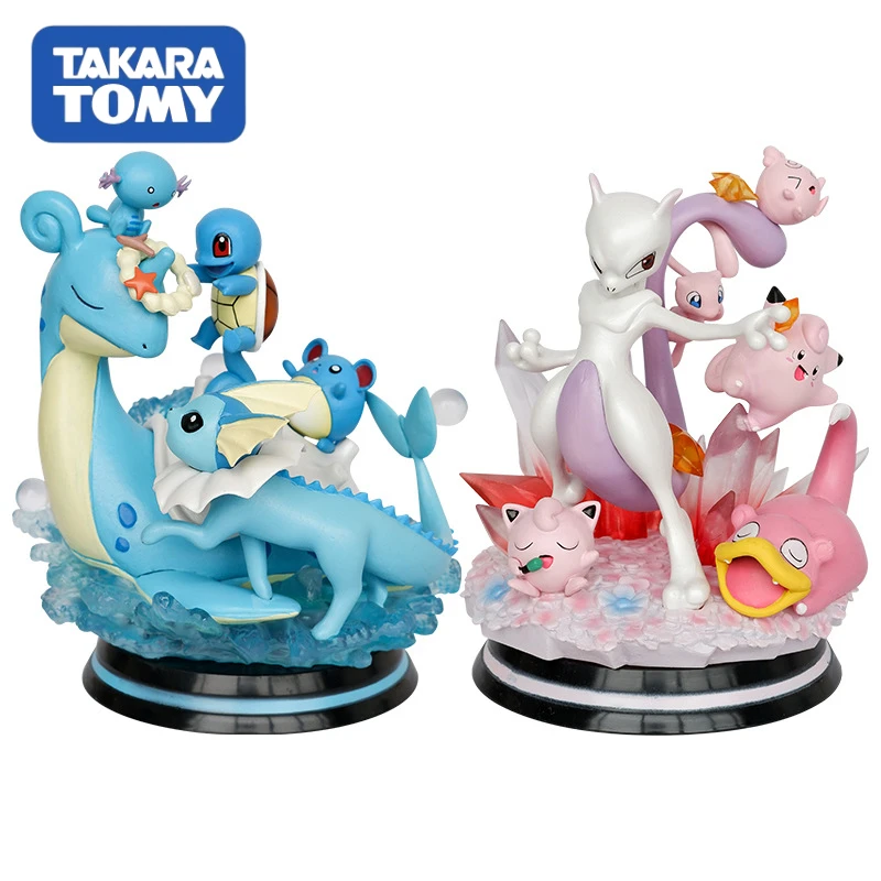 

Sale TAKARATOMY Mew Singing Jigglypuff Slowpoke Pink Glow Tabletop Lapras Squirtle Figure Model Party Decoration Gift Color Box