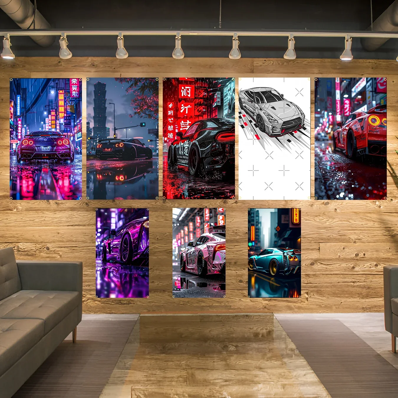 

90x150cm 3X5FT Cool Car Flags Polyester Printed Racing Car Banner For Decor