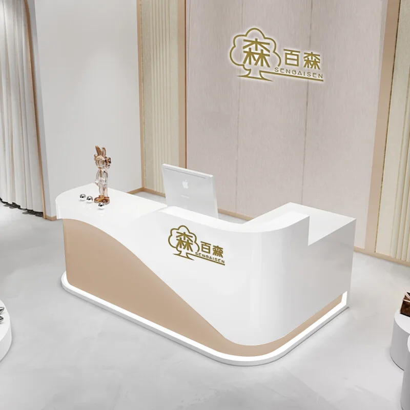 High-end L-shaped Reception Desks simple modern clothing Reception Desks beauty painted corner Office Furniture receptie ZY40JDT