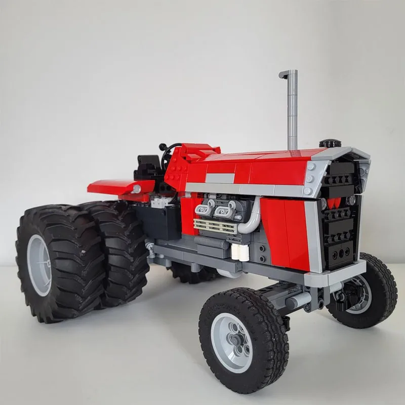 Modèle de bloc de construction de camion rouge cargo classique MOC-139649, 981 pièces, jouet cadeau pour garçons et enfants pour anniversaire et noël