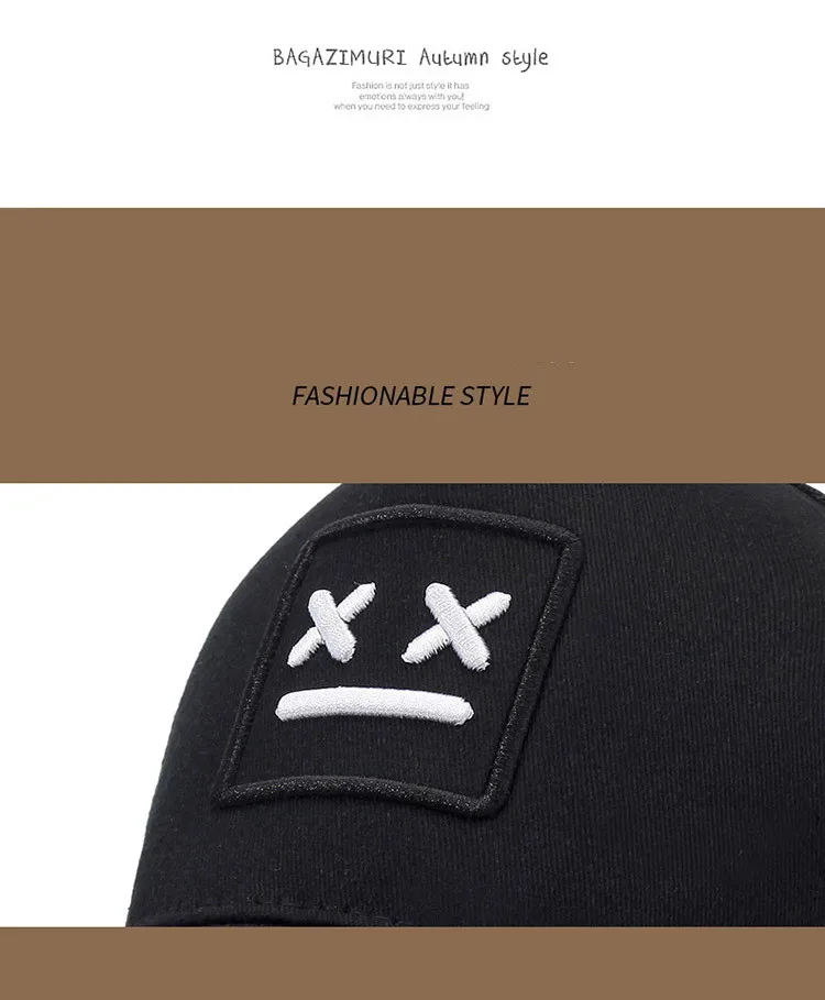 Herren-Baseballkappe mit gesticktem lächelndem Gesicht, modische Trucker-Mütze, verstellbare Outdoor-Sonnenschutz-Freizeitmütze – Detail 10