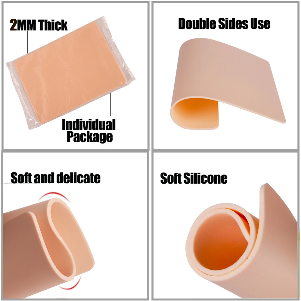2 مللي متر الوشم ممارسة الجلد سيليكون الوشم جلود وهمية مزدوجة الجانبين فارغة الوشم الجلد تجميل دائم التدريب الوشم الملحقات #3