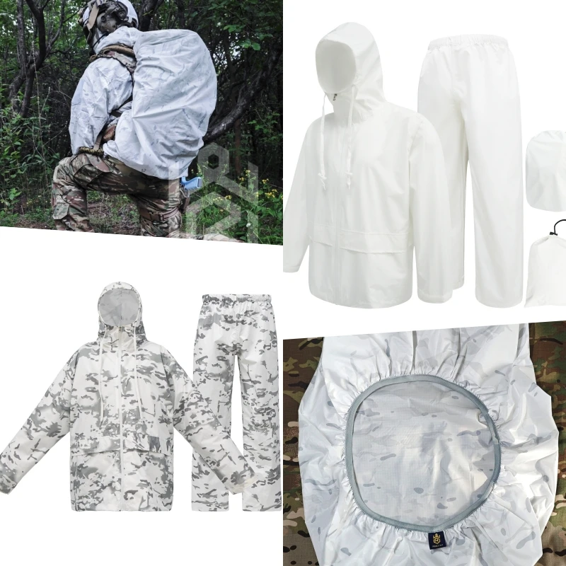 MCAP Traje de lluvia táctico chaqueta pantalón funda mochila - imagen 2