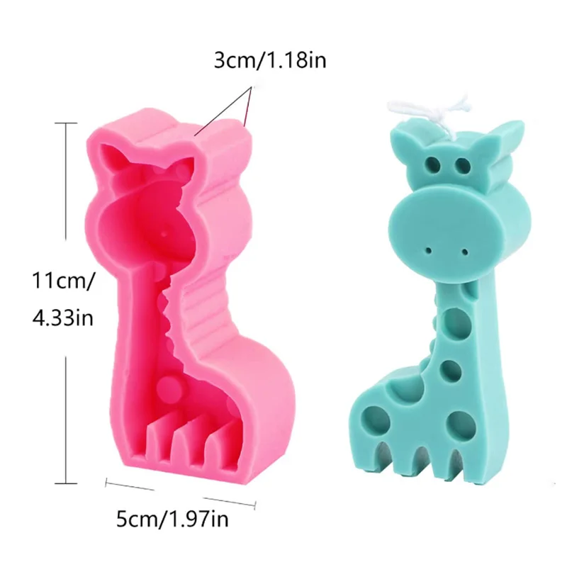 1 piece, handcrafted candle mold for giraffes, elephants, and little frogs, silicone flipped sugar cake baking mold, chocolate i