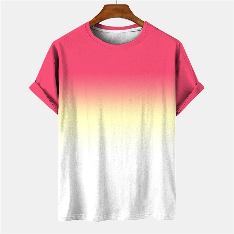 2024 Eenvoudige Geleidelijke Verandering Grafische T-Shirts Gradiënt Kleur 3d Print T-Shirt Mannen Kleding Harajuku Mode Vrouwen Tees Jongen Y 2K Tops