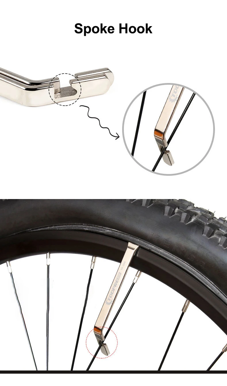 TOOPRE 3-teiliges Edelstahl-Fahrrad-Reifenheber-Set für MTB und Rennräder, Metall-Reifenheber, Tragbares Fahrrad-Reparaturwerkzeug – Detail 8