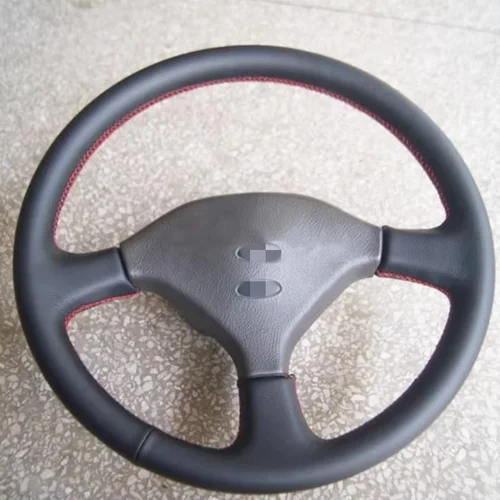 Imagen 2 del producto Para mitsubishi pagero GLX 1994 1995 1996 Accesorio de cubierta de volante antideslizante negro cosido a mano