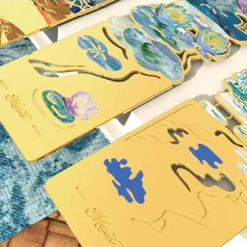 Oil Painting Metal Bookmarks with Tassels Hollow Flower Engraved Bookmarks  D2RC