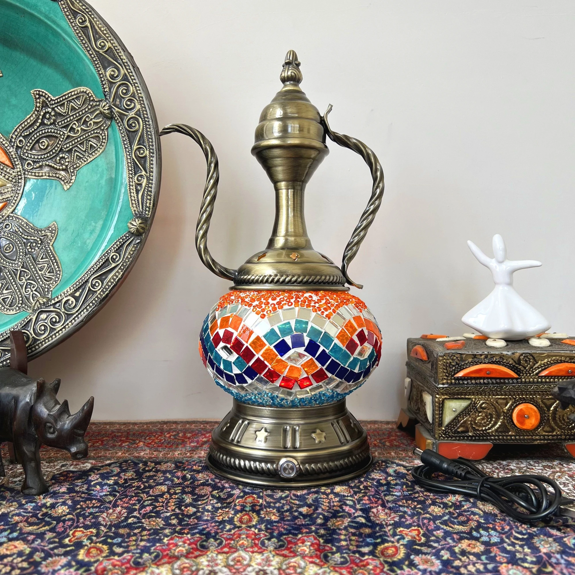

Turkish retro romantic coffee pot wine pot table lamp dining table bar cafe bar decoration gift table lamp