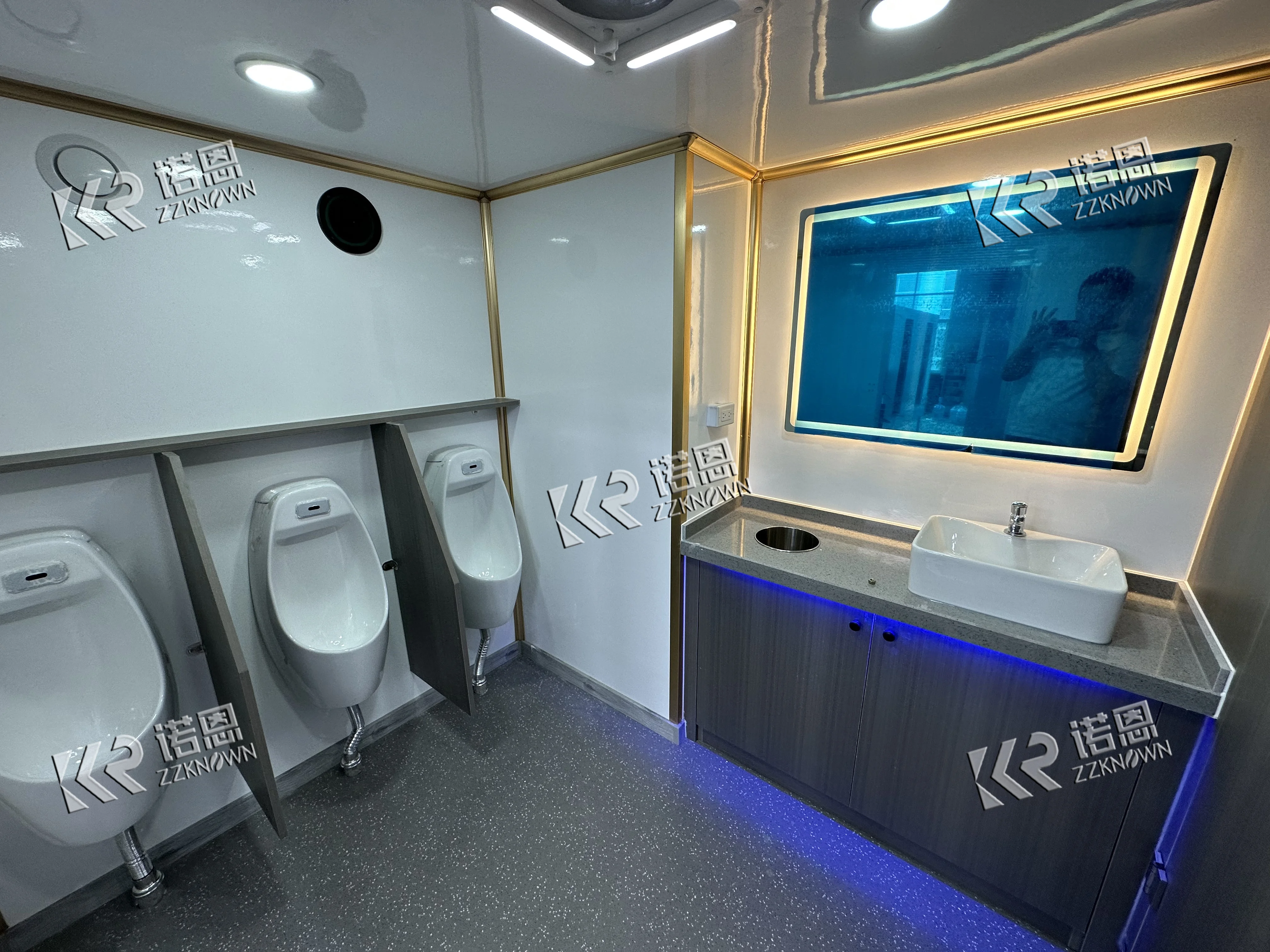 Reboque de vaso sanitário portátil de 26 pés, banheiro móvel com chuveiro, banheiro ao ar livre, casa móvel