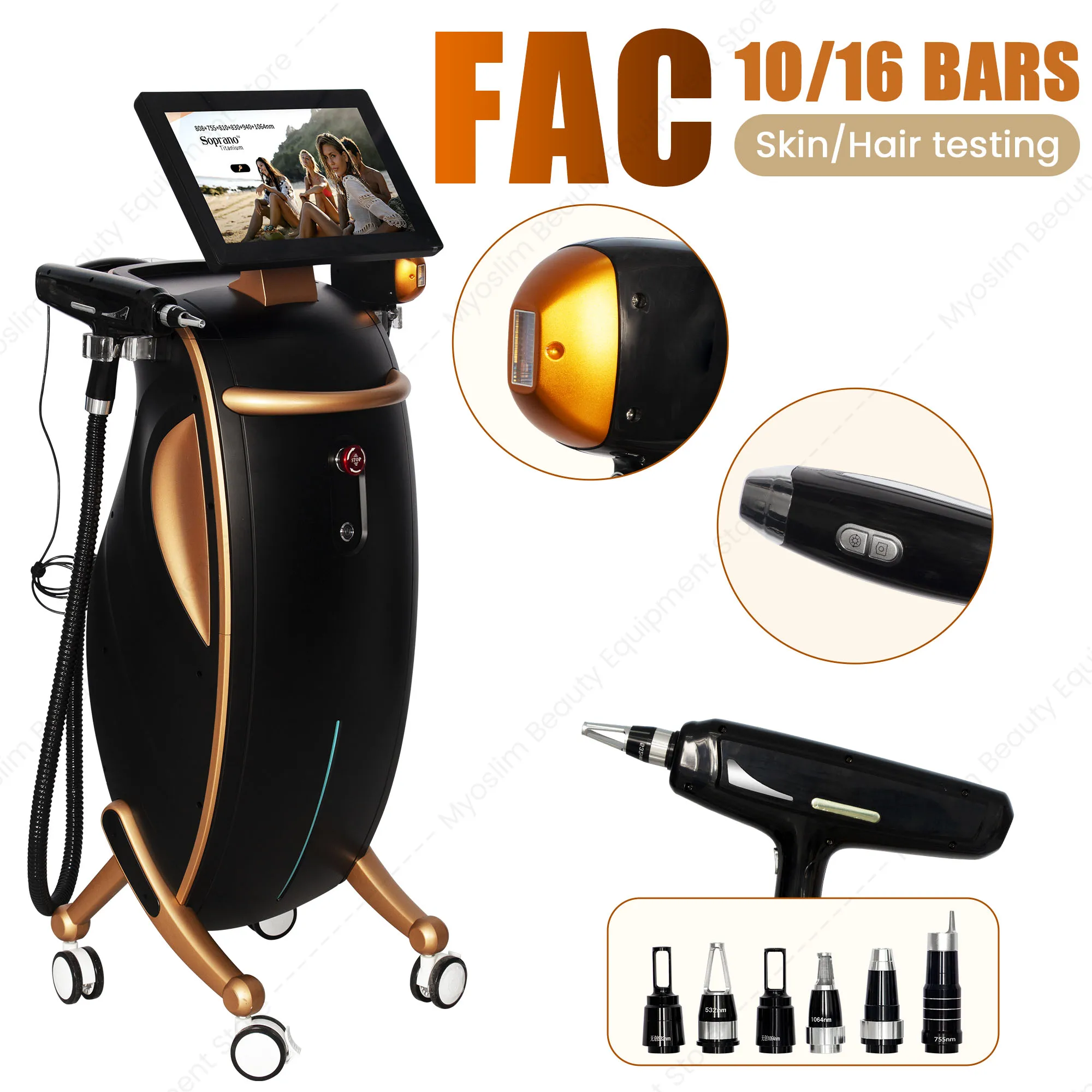 3IN1 Multifunctional Beauty Machine 6 Wavelength Diode Laser Hair Removal  Picosecond Laser Tattoo Removal  Skin Hair Analyzer