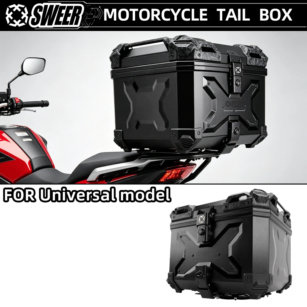 Universal 45L mecha embossed ABS plastic trunk, waterproof and pressure resistant large capacity electric vehicle trunk storage