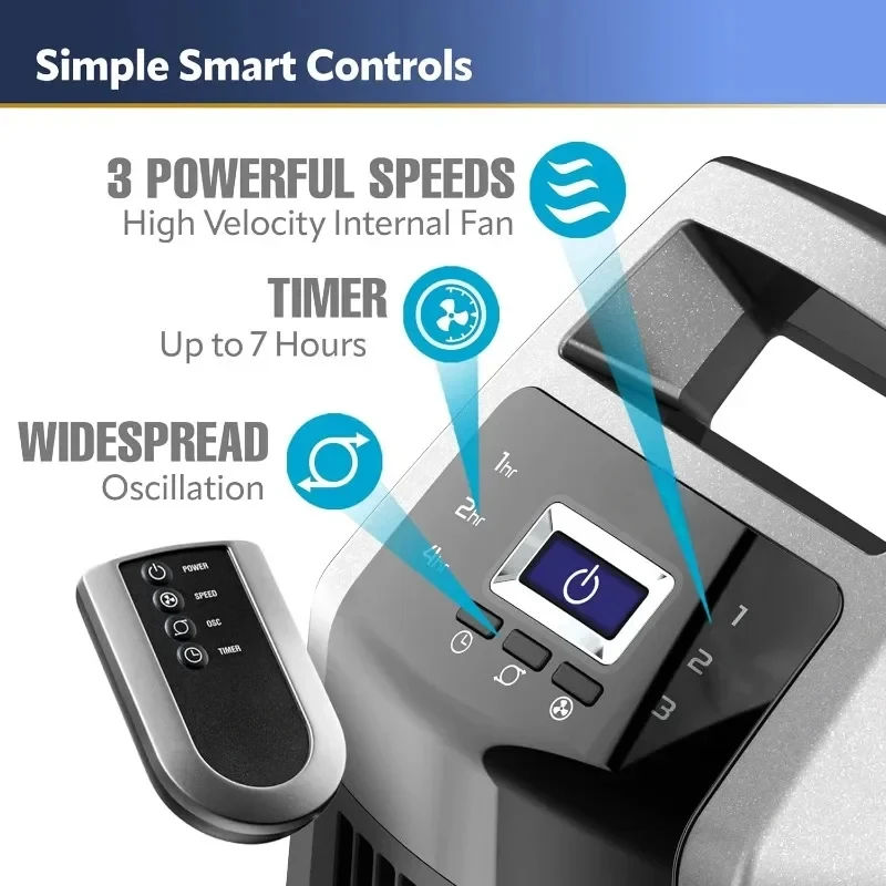 Oscillating High Speed Tower Fan Remote Control Timer for Garages, Basements and Gyms