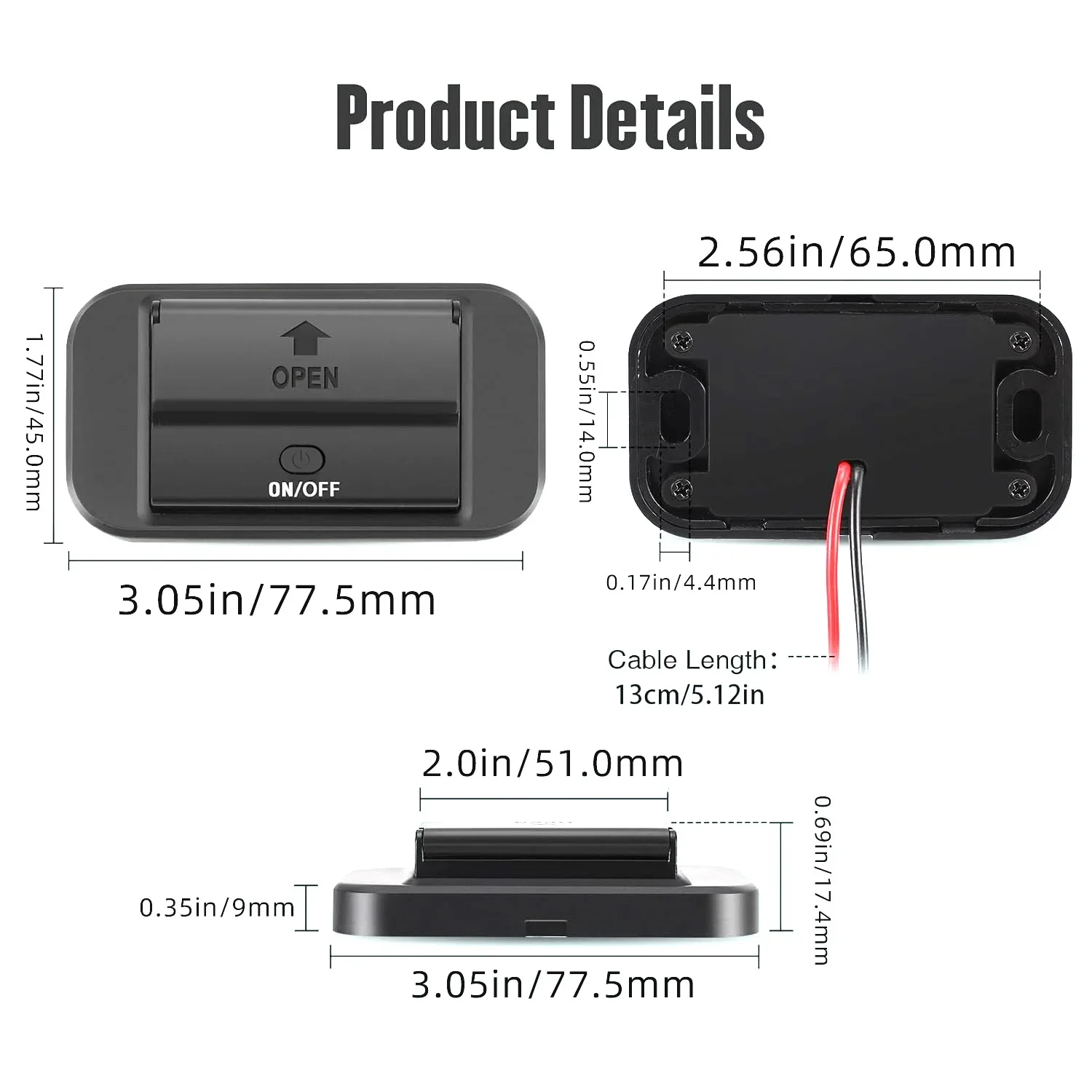 USB Charger Socket Panel Wall Mount Dual PD 3.0 and QC 3.0 Port Power Outlet Accessories for 12V Marine Boat Bus RV Truck