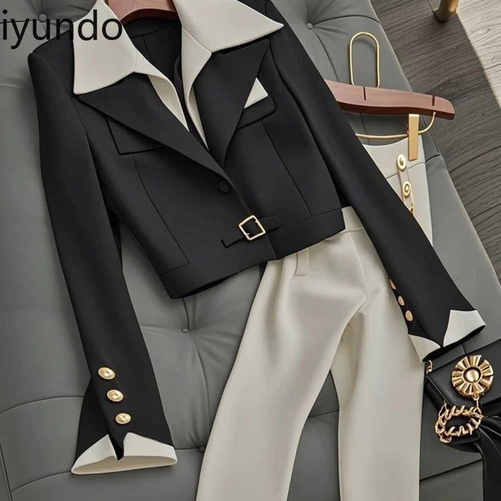

2025 New Spring Design Niche Temperament Lady High-end Casual Black Suit Jacket Wear Women's Clothing Office Wear Women