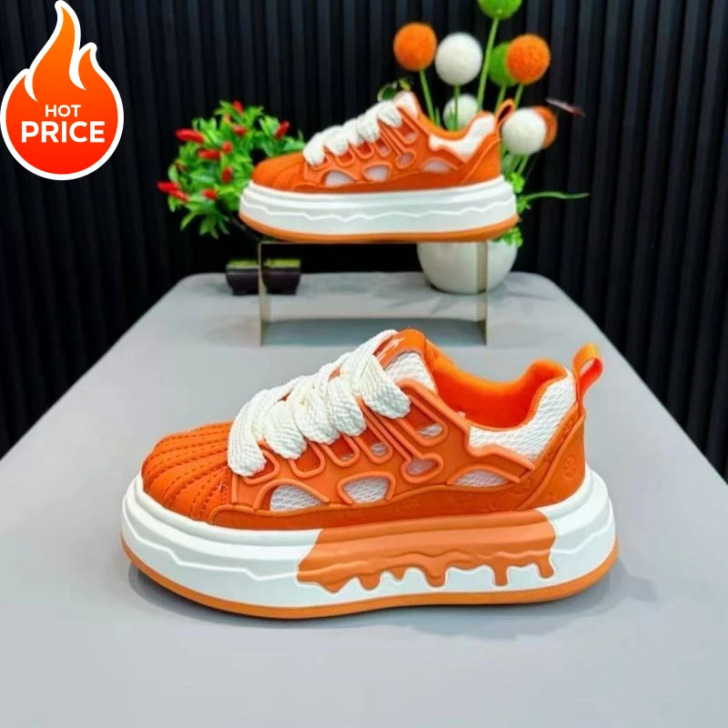 

Мужские дизайнерские кроссовки Chunky Sneakers с раздвоенной подошвой, модные повседневные кожаные дышащие туфли на платформе с увеличенной высотой