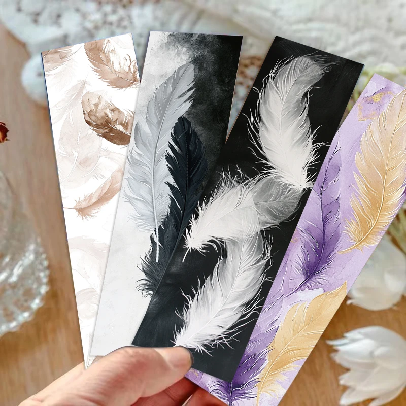 30pcs Color Feather Bookmarks Creative Book Markers Bookmarks Reading Page Markers Paper Cards Student Supplies﻿