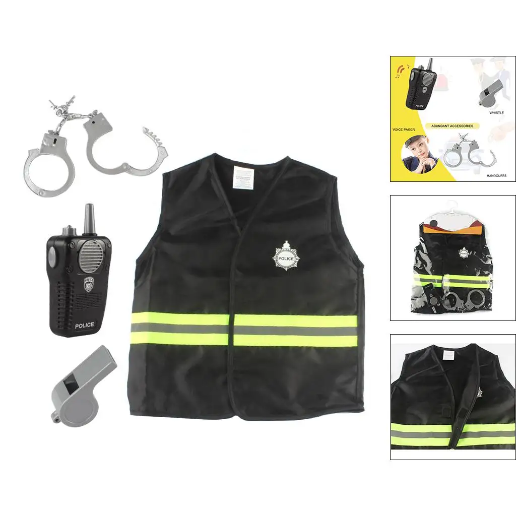 Policial Cosplay Costume Set para Crianças, Fancy Party Clothing Set, Dia das Crianças, Uniforme de Policial com Acessório para Meninas