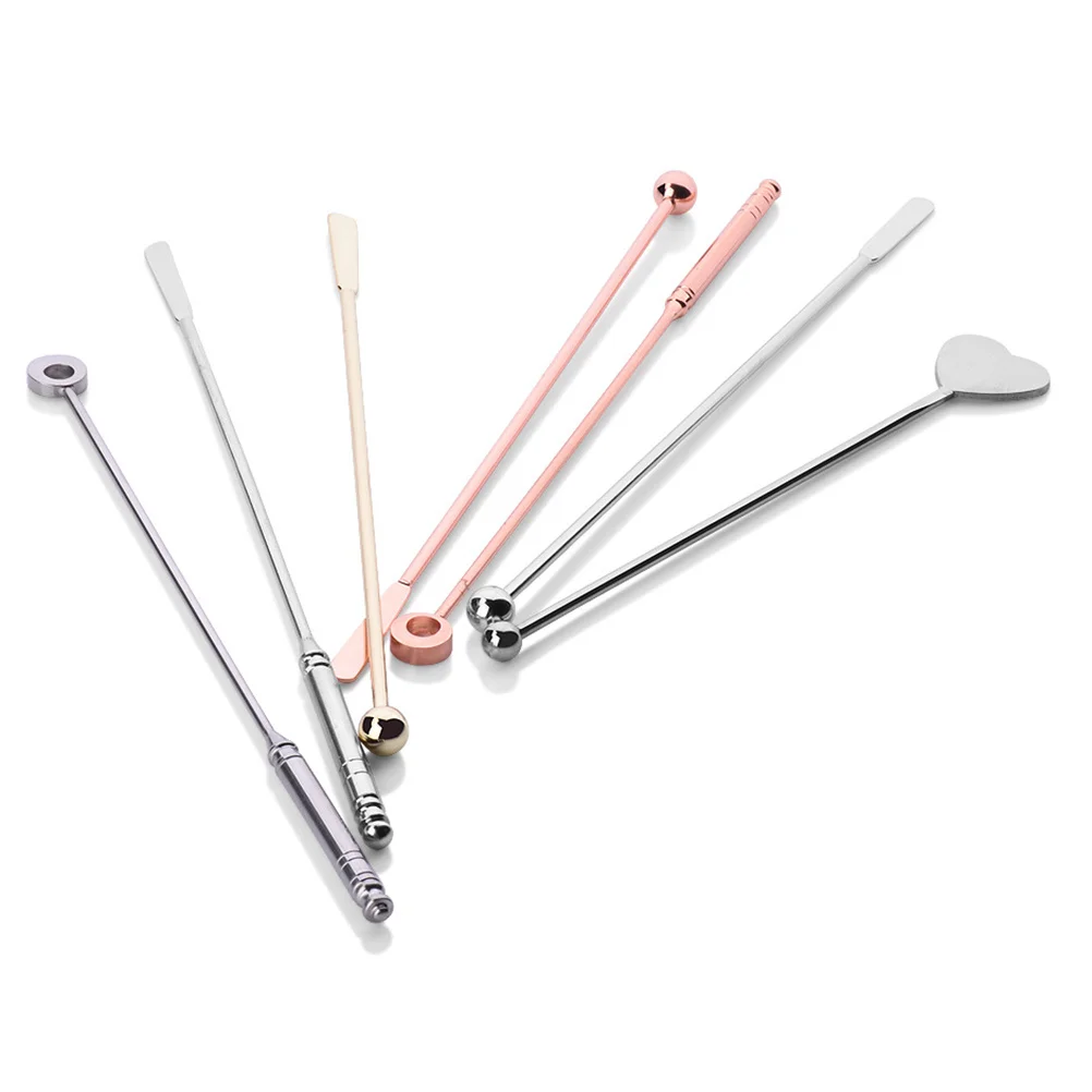 

5pcs 304 Stainless Steel Cocktail Pick Set Fruit Stick For Stirring Coffee Juice Milk Drink Multi Use Bar Tool Kitchen Barware