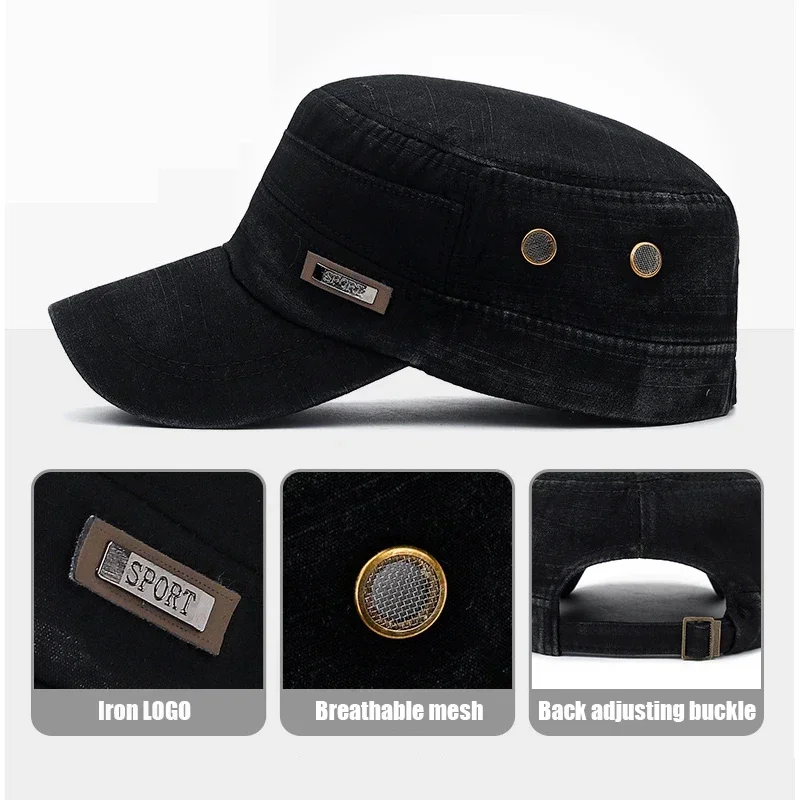 Military Cadet Flat Cap Fashion Clothes Adjustable Snapback Hat Unisex New Fashion Classics Outdoor Casual Sport  Baseball Cap