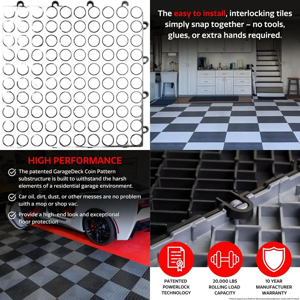 

Durable Copolymer Interlocking Non-Slip Garage Floor Tiles (Black, 48-Pack of 12x12)