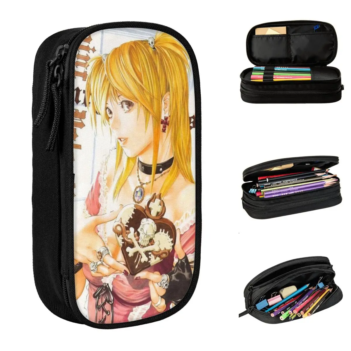 Pencil case Deaths book Japan Manga Notes Pen Box Double Layer Large Capacity For School Pencil Bag Suprise Gift Pencilcases