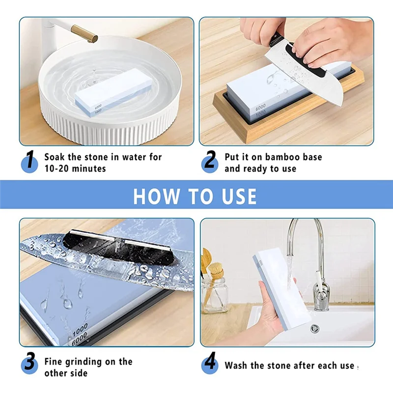 BOM-grit real material premium pedra de afiar 2 lados 1000/6000 pedra de afiar pedra de afiar