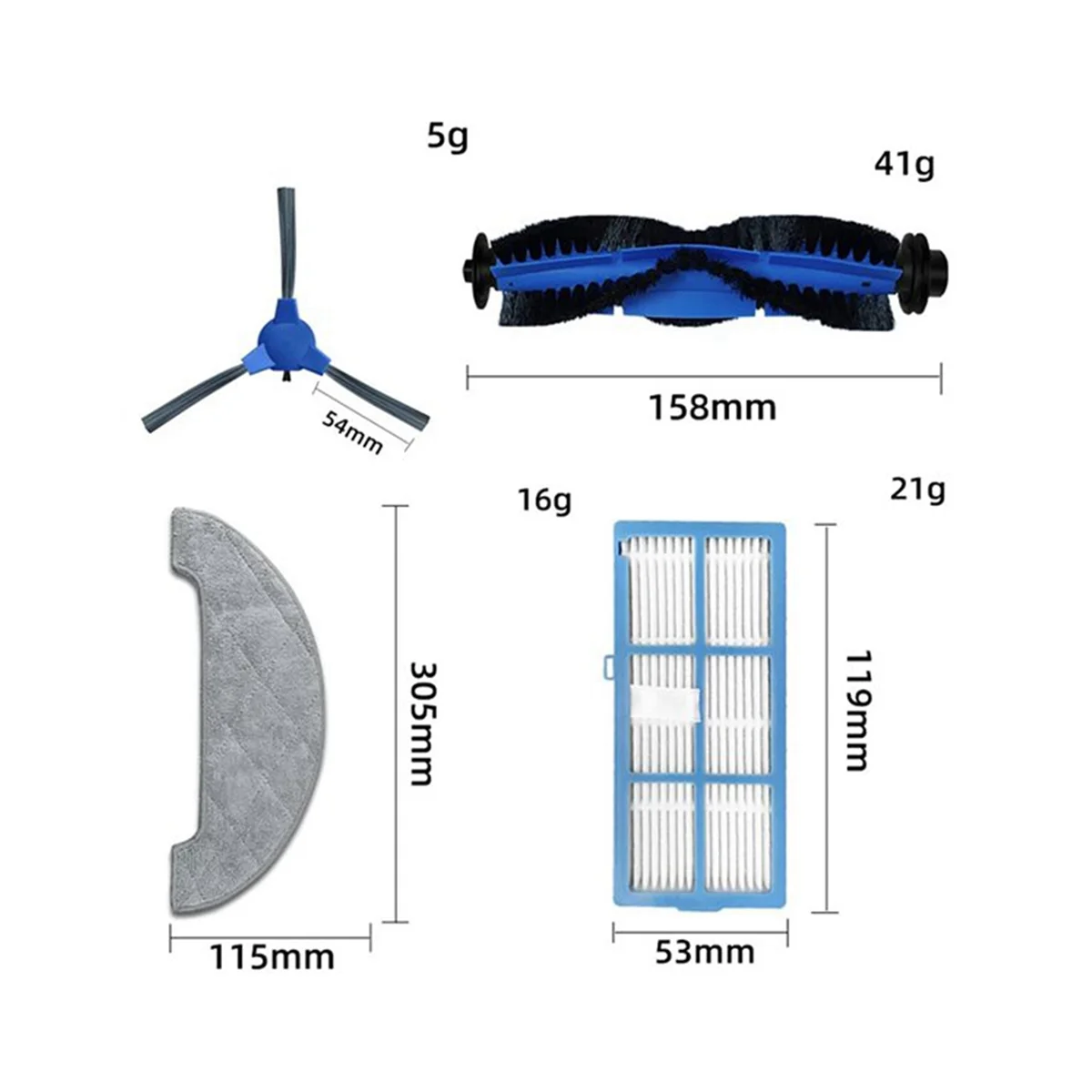 A14G-For D5 Series D5S D5S Pro D5S Pro + جهاز آلي لتنظيف الأتربة استبدال أجزاء فرشاة جانبية رئيسية فلتر Hepa ممسحة خرقة