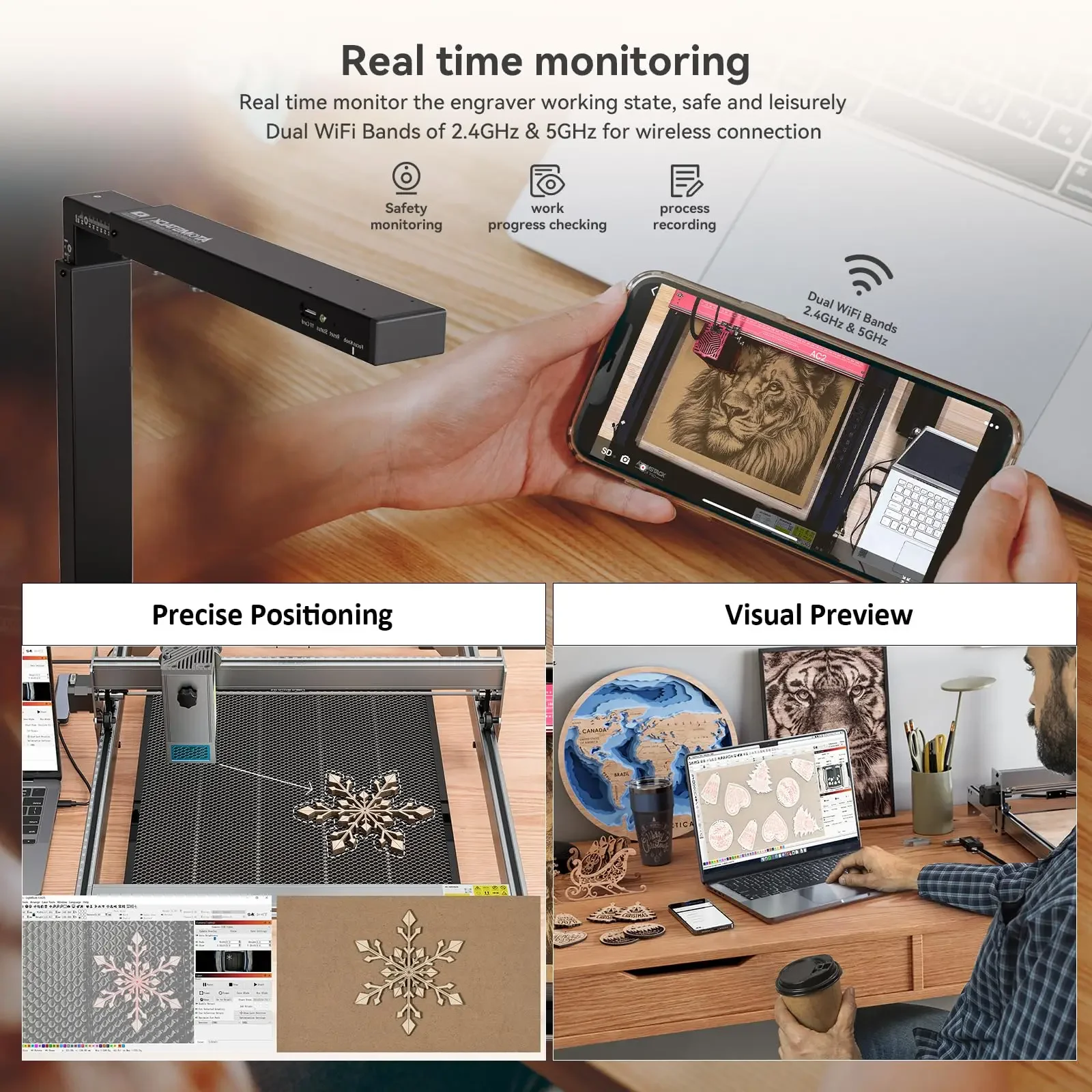 ATOMSTACK A24 PRO X24 PRO آلة الحفر 120 واط مع AC2 Lightburn كاميرا لا سلكية 24 واط إخراج حفارة تثبيت مجاني #4