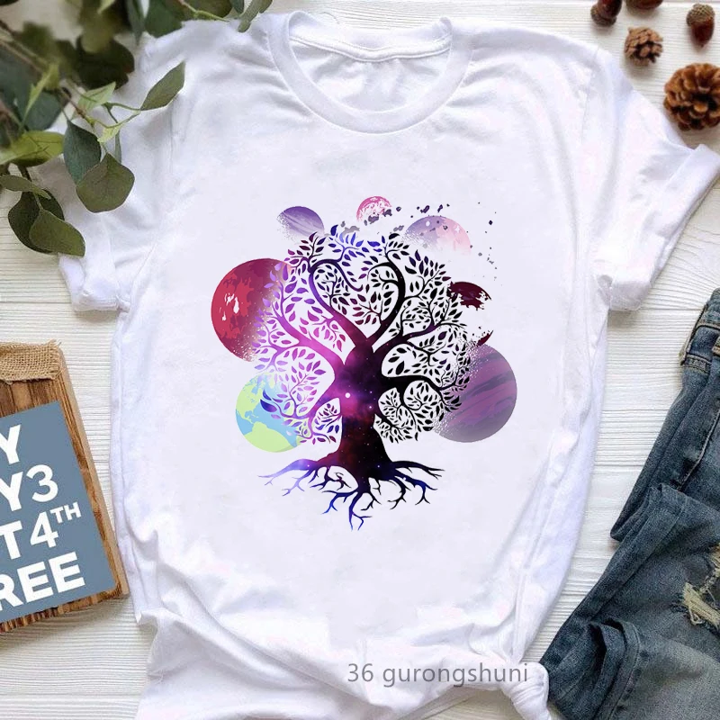 2022 Buddha Chakra Meditation Print Tshirt Women'S Clothing Yoga White T Shirt Femme Funny T-Shirt Female Harajuku Shirt Tops