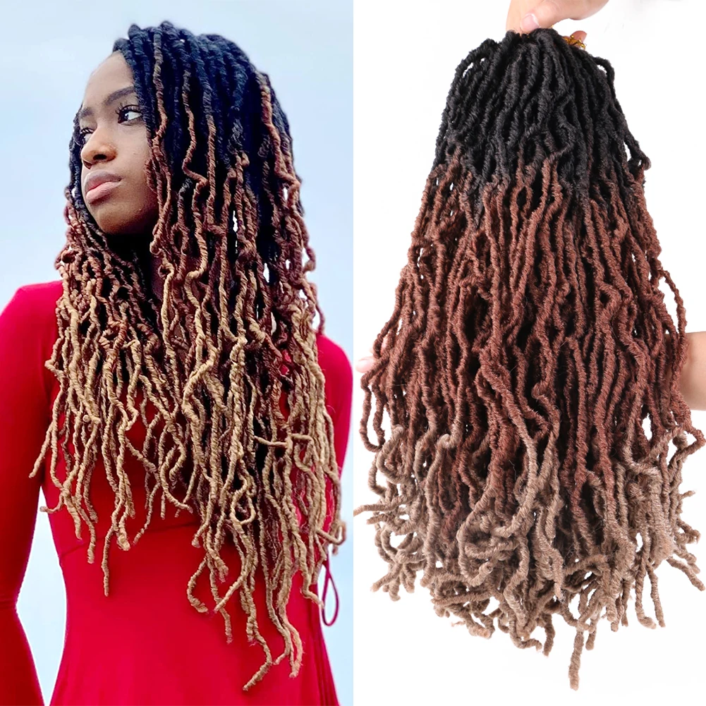 

Ombre Curly Faux Locs Crochet Hair 18 24 Inch Afro Soft Locs Cochet Braids Pre Looped Natural Curly African Locks For Women