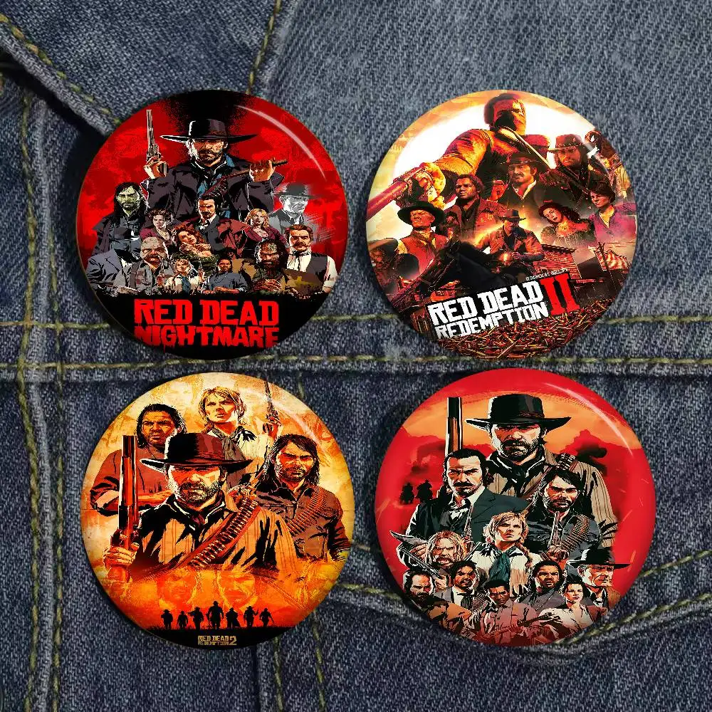لعبة R-Red Dead Redemption 2 RDR2 صفيح لينة زر دبوس بروش شارة معدنية مخصصة مجوهرات اكسسوارات قبعة حقيبة التلبيب
