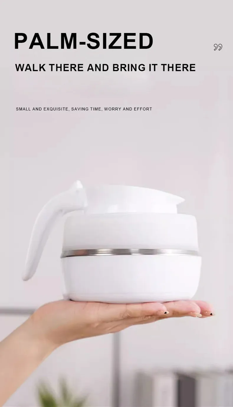 JFBONIN 0.6L Mini Folding Kettle Portable Water Heater 600W Silicone Compression Electric Kettle Home Kettle Easy To Travel