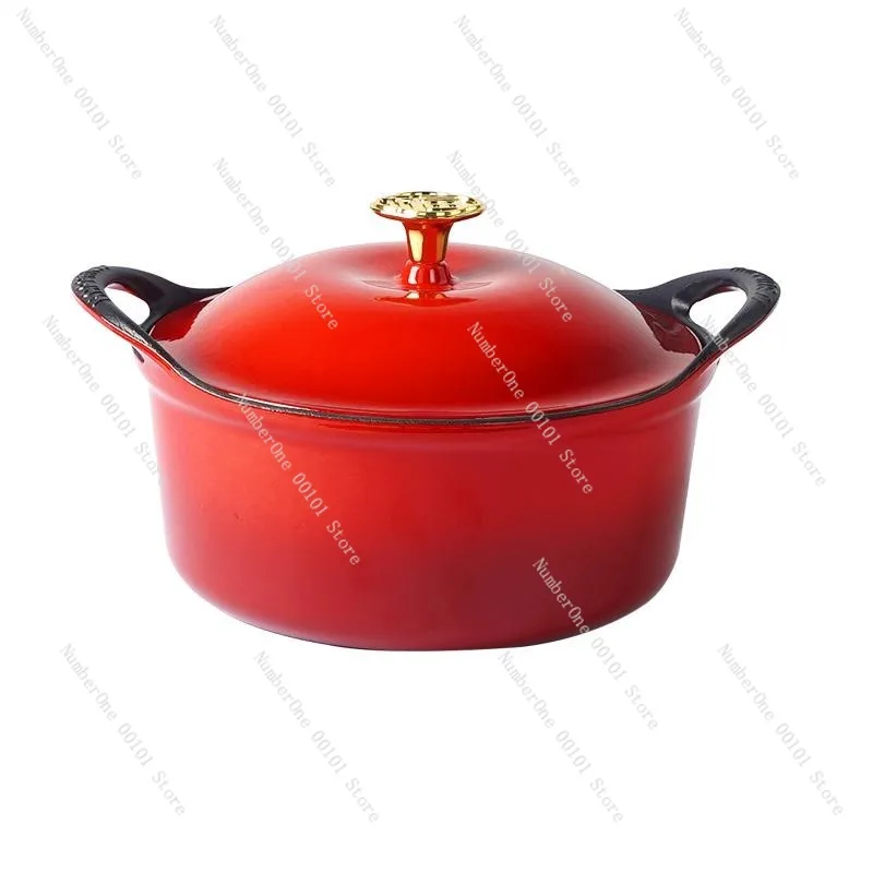 Nuevo estofado esmaltado de hierro fundido de estilo étnico, sartén antiadherente multifuncional para el hogar