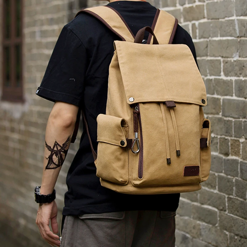 Multifunction Fashion Men's Backpack Vintage Canvas School Bag Men's Travel Bags Large Capacity Outdooe Travel Laptop Rucksack