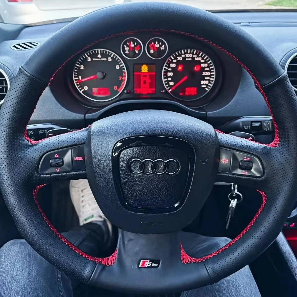 Customized Car Steering Wheel Cover Hand Sewing Microfiber Leather For Audi A3(8P) A4(B8) A5 A8 A8L Q7 RS4 S4 S5 S6 S8 2007