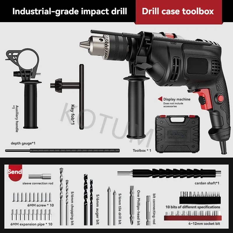 220V Handheld Electric Drill Stable Motor Output Compact Body For Maintenance Worker Multi Material Drilling On-Site Working
