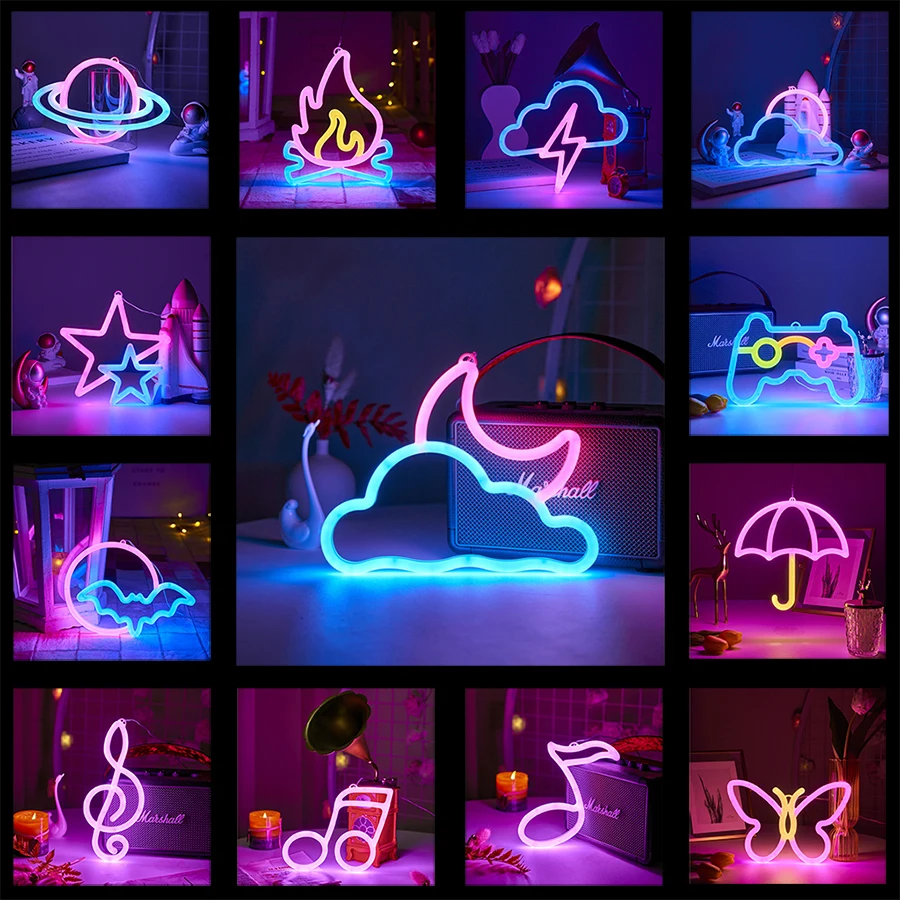 LED shaped lamp, double-sided neon light, letter light string, proposal and confession decoration light, night light