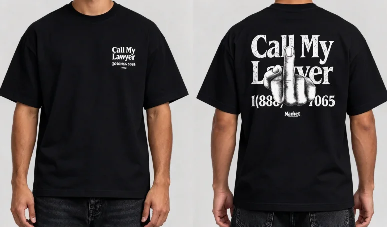 2026 new Best-Seller Trending Call My Lawyer Hand Graphic Oversized Short Sleeve T-Shirt Streetwear Enthusiasts Daily Wear Item