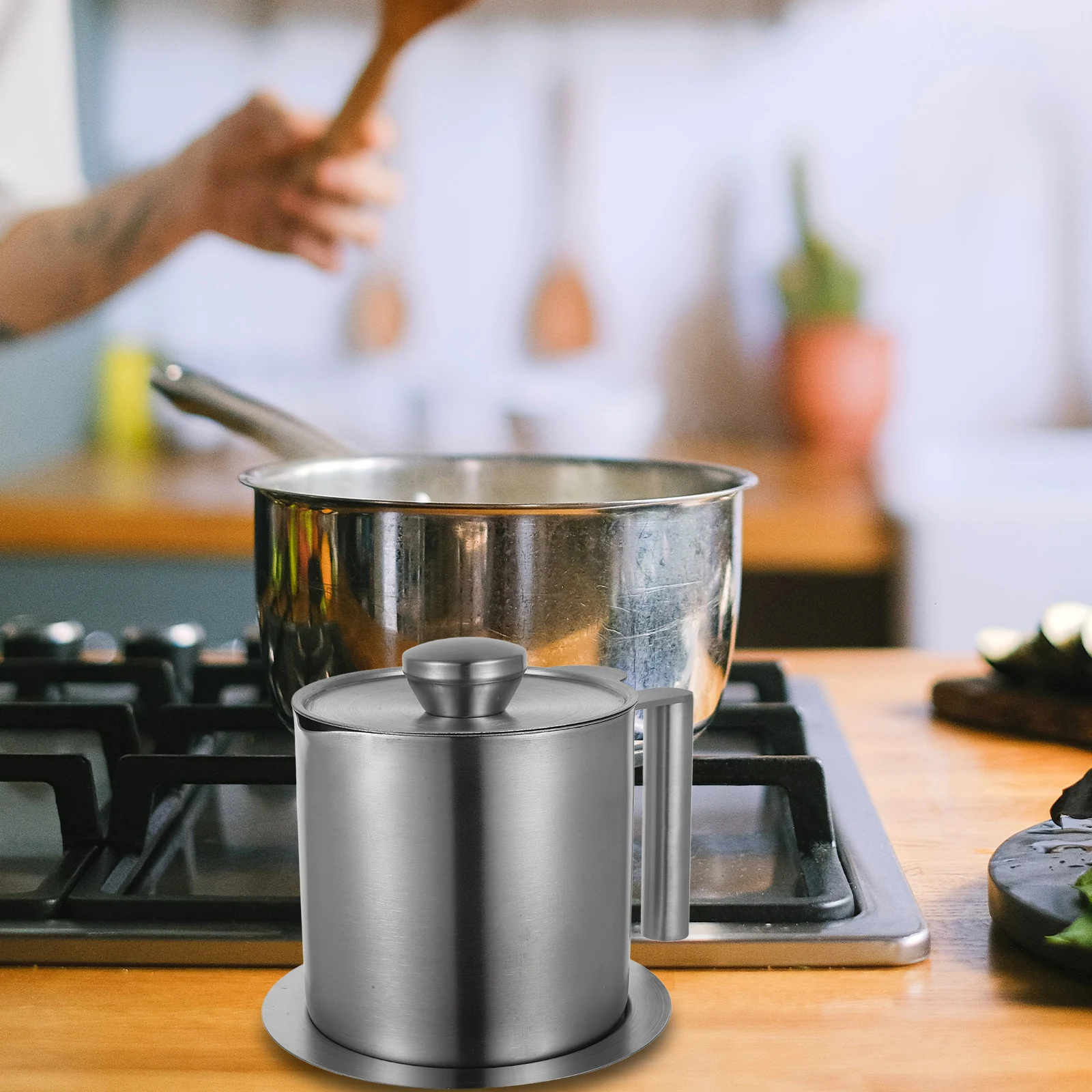 

Stainless Steel Oil Storage Can Simple Modeling Anti Scald H Fine Mesh Strainer Grease Container Filter Pot Household Cooking