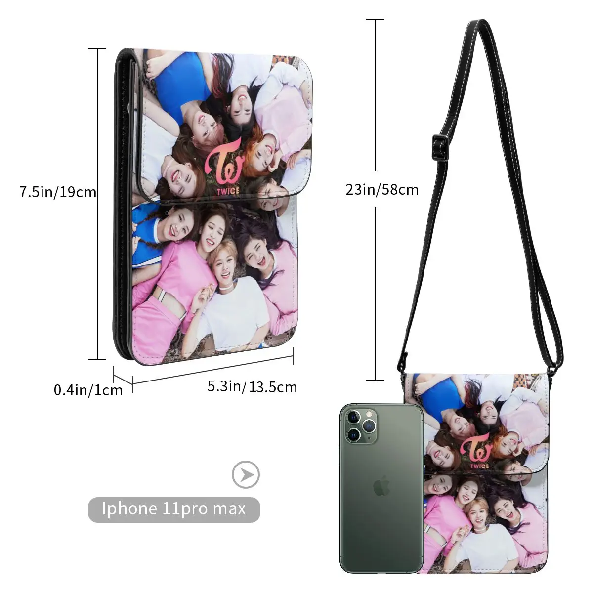 Kpop Tweemaal Meisje Groep Crossbody Portemonnee Mobiele Telefoon Tas Schoudertas Mobiele Telefoon Tas Verstelbare Riem