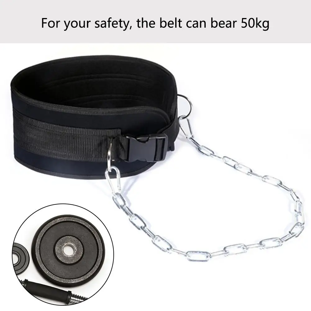 Weight Lifting Dip Belt With Chain Heavy Duty Core Support For Fitness Bodybuilding Pull Up Strength Training Load Waist Strap